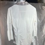 James Perse  White Button-Down Shirt with Gray Collar Photo 2