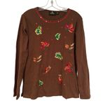 Quacker Factory Quacker‎ Factory Sequin Embellished Long Sleeve Top Women's XS Brown Cottagecore Photo 1