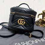 Gucci Authentic Calfskin Matelasse Chevron Mini GG Marmont Top Handle Bag Photo 9
