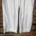 Kenar  100% Linen White Wide Leg Drawstring Pants Women's Size Small Photo 2