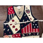 Vintage Christopher Banks Womens Small Knit Sweater Vest Embroidered Americana‎ Blue Photo 8