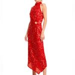 Ciebon Signy Red Sequin Asymmetrical Midi Dress Holiday Sparkle Gown Size L Size L Photo 2