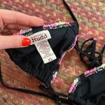 RETRO MUDD NEON LACE TIERED TRIANGLE HALTER BIKINI TOP Black Size M Photo 4