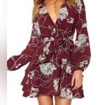 New UGUEST Burgundy & Cream Floral Long Sleeve V Photo 13