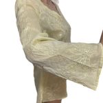 Ann Taylor Blouse Women’s Sz 6 Light Yellow Embroidered Top Semi Sheer V Neck Photo 7