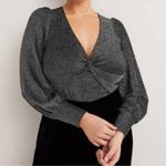 Boden Black & Silver Sparkle Twist Front Jersey Dressy Top US Size 16/18 Photo 0