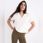 Madewell  Airyterry V-Neck‎ Sweatshirt Tee Womens Size Large Cream Photo 4