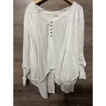 Free People  Small White Small Blouse Cottage Core Boho V Neck Peasant Oversized Photo 3