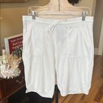 White Stag  Women's White Drawstring Knit Bermuda Shorts Photo 1