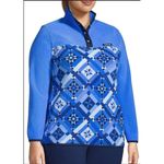 LANDS' END HERITAGE FLEECE SNAP NECK PULLOVER JACKET TOP WOMENS PLUS 2X Blue Photo 2