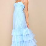 Lulus NWT  Endlessly Darling Light Blue Mesh Tiered Tie-Strap Maxi Dress Size M Photo 2