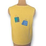 Vintage 90s Mandal Bay Yellow Knit Sweater Vest Shopping Bag Appliqués Large Photo 1