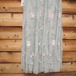 Mac Duggal 9360 Green Floral Mesh Sleeveless A Line Micro Ruffle Gown Dress Photo 12