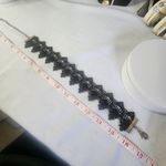 Wide Black lace Choker Necklace New Silver Photo 3