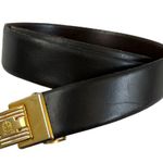Vintage Christian Dior Brown Leather Belt With Gold Photo 0