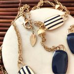 Coldwater Creek  Gold Tone Double Strand Blue and White Nautical Theme Necklace Photo 5