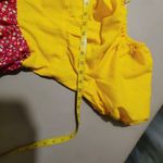 Dress Size ML Square Dance Country Farm Yellow Red Floral Skirt Blue Lace Trim Photo 4