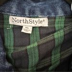 NorthStyle Denim Chore Coat Plaid Flannel Blue Green Lined Barn Jacket Size XL Photo 4