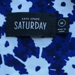 Kate Spade Saturday Blue Floral Short Sleeve Fold Over Shoulder Top Size M Photo 1