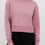 Abound  Mock Neck Cropped Fleece Sweatshirt Dusty Rose Pink XS Photo 0