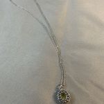 Jewelry set of Necklace, Earrings and ring (SZ 9) Silvertone Yellow/Green stone Silver Photo 9