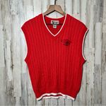 American Vintage Arkansas Razorbacks Vintage 90s Red V Neck Sweater Cable Knit Vest Womens XXL Photo 1