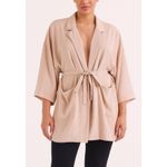Topshop Light Pink Blush Beige Tie Waist Kimono Blazer Jacket Size 12 Large Photo 1