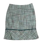 Liz Claiborne Pencil Skirt Size 4 Blue Green Lined Womens Acrylic Cotton 29X21 Photo 0