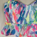 Lilly Pulitzer  Women's Linnea Crop Top Sz 0 Strappy Peplum Padded Ruffle Shirt Photo 1