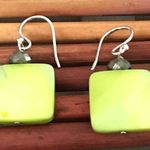 Silpada  Sterling Silver Green Mother of Pearl Pyrite Bead French Wire Earrings Photo 0