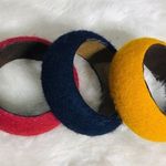 Set of 3 Stackable Felt Kidcore Bangles Primary Colors Red Yellow Blue Photo 0