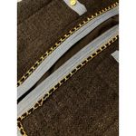 EDWARD ACHOUR PARIS Tweed Chain Trim Blazer Light Blue Trim Gold Buttons size S Brown Photo 3