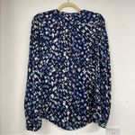 Classiques Entier  Blue Abstract Print Silk Long Sleeve Boho Blouse Womens M Photo 8