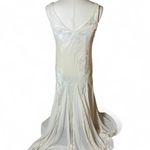 Alex Evenings Elegant Ivory Silk Blend Beaded Floral Overlay Sheath Gown Formal Evening Photo 7