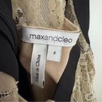 Max and Cleo  Lace Mini Dress Sleeveless Tan Black Contrast Lined Zip Up Zipper 8 Photo 7