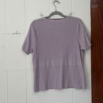 Lane Bryant  Lavender Ribbed V Neck Short Sleeve Knit Top Flower Detail Size 18 Photo 3