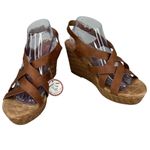 Jellypop  Sandals Platform Wedge Memory Foam Springs Cognac Distress 11M New Photo 5