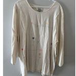 cj banks Vintage  Womens Embroidered Linen Top 20W Ivory Coastal Beachy Lagenlook Photo 0