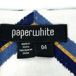 Paperwhite Chevron Open Jacket White Blue Gold Size 4 Photo 9