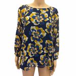 CAbi Lydia Navy Floral Chiffon Blouse Womens Large Photo 2