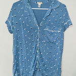 Eberjay Eberjey Pajama Top‎ Small Leaf Print Short Sleeve Button Up Sleepwear Size S Photo 0