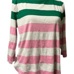 Charter Club  color block striped 3/4 sleeve T-shirt with shoulder button accents Photo 0