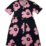 NWT marimekko Johanas Juhla In Navy Pink Unikko Dress Cotton Jersey Dress L Size L Photo 1