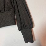 Boden Blouson Blouse Top Sweater Black Gold Sparkle Cropped Ribbed V Photo 5