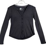 Pilcro  Thermal Top Long Sleeve V Neck Casual Layering Shirt Black Gray‎ Small Photo 0