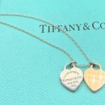 Tiffany & Co. Return to Tiffany Mini Double Heart Necklace 19” Silver 18k Gold Photo 0