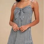 Billabong Sweet Pie Black and White Gingham Tie-Front Dress XS. Photo 0