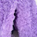 Sherri Hill Lavender Tiered Ruffled Prom Dresses with Slit Feather Beaded Sheer Bodice Sz 6 Photo 7