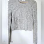 Aritzia Babaton Wool Linen Blend Ribknit Light Gray Cropped Nathaniel Sw… Photo 2