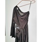 Something Navy  One Shoulder Black Pleated Long Sleeve Midi Dress Size Large Photo 6